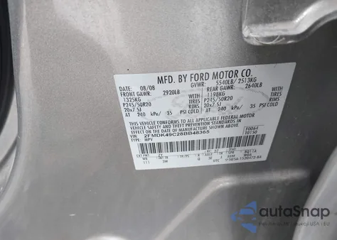 2008 Ford Edge Limited z USA, uszkodzony, nr VIN 2FMDK49C28BB48365